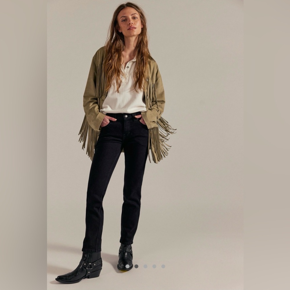 Free People Oracle low-rise slim straight jeans Coastal Cowgirl Boho Online $128